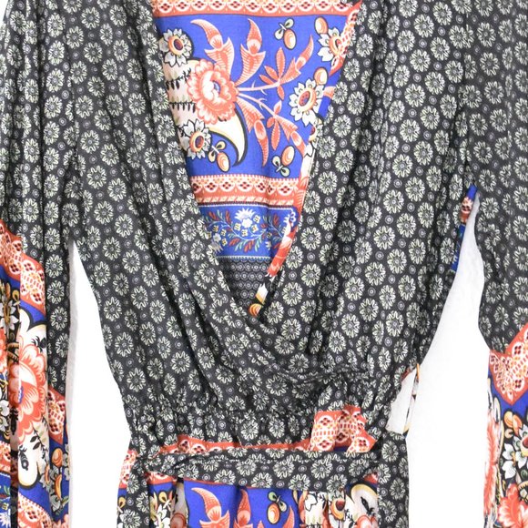 Missguided Mixed Print Bell Sleeve Wrap Romper - Picture 3 of 12